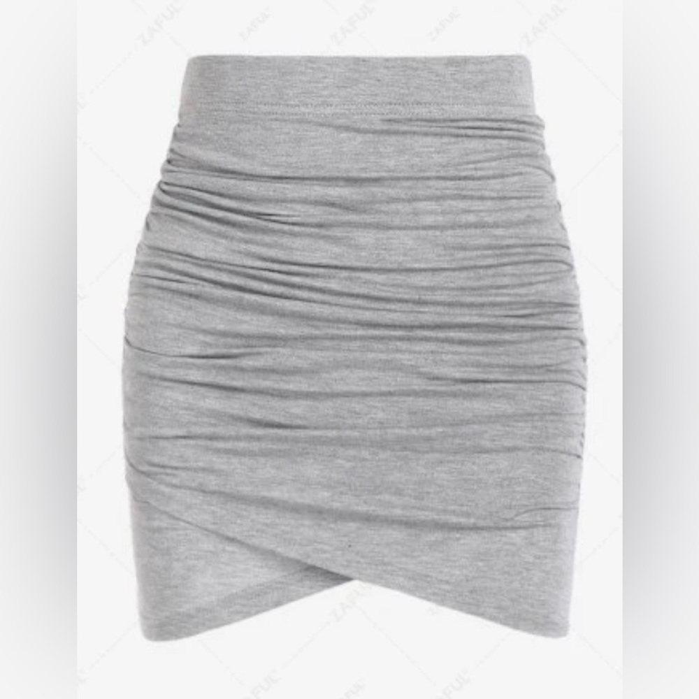 Grey Wrap Mini Skirt.